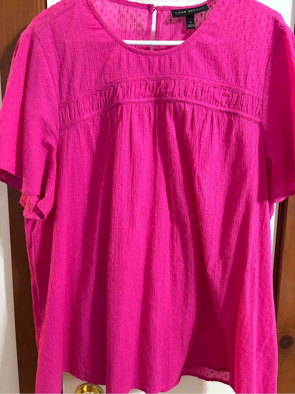 Lane Bryant Bright Fuchsia Short-Sleeve Textured Top